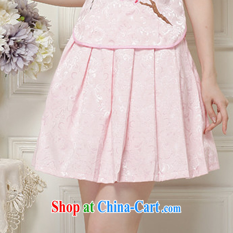 The end is very stylish girl with short, two-piece dresses Ethnic Wind elegant improved cheongsam JT 119 #pink XXL, light (at the end) QM, shopping on the Internet