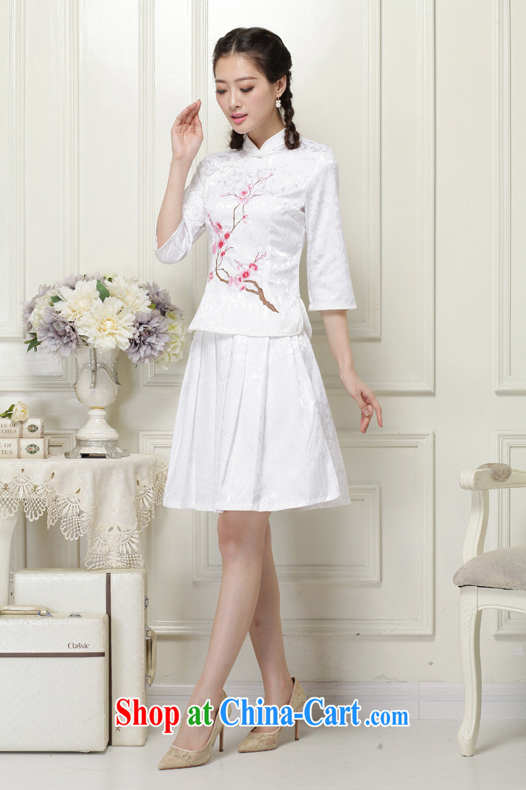 light at the Chinese qipao Ethnic Wind literary minimalist students with the collar, cuff stamp two-piece dresses JT 1058 white XXL pictures, price, brand platters! Elections are good character, the national distribution, so why buy now enjoy more preferential! Health