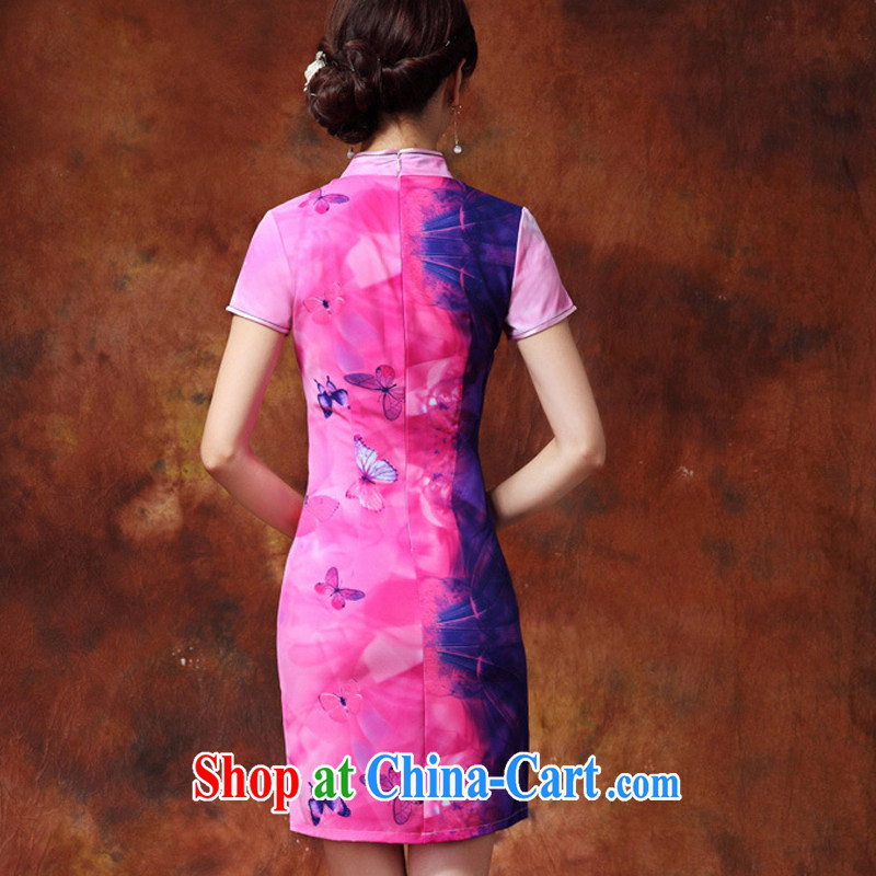 light at the cheongsam Chinese Ethnic Wind low stylish improved cheongsam, long, and Ms. short-sleeved solid JT outfit #918 mauve XL, light (at the end QM), shopping on the Internet