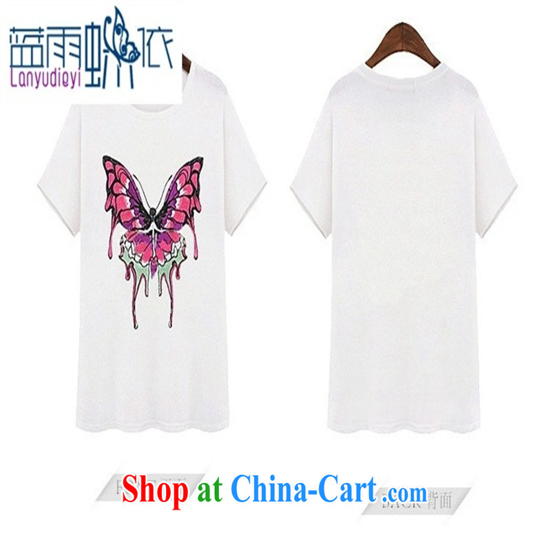 hamilton 2015 European and American female T shirts summer new short-sleeved three-dimensional embroidery butterfly pattern loose T-shirt T shirt 5179 white XL, blue rain bow, and shopping on the Internet