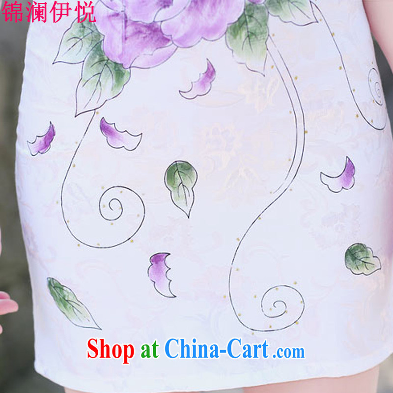 Kam-world, his mother at the cheongsam dress improved cultivating graphics thin package and short skirts dresses stylish wedding purple Peony XXL, Kam world, Hyatt, shopping on the Internet