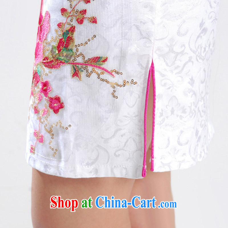 light at the female dresses jacquard cotton Web, peony flowers improved cheongsam Chinese JT 901 white blue XL, light (at the end) QM, shopping on the Internet