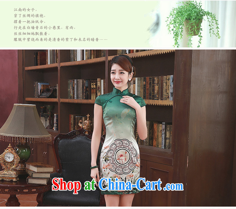2015 summer new stylish improved sauna silk heavy Silk Cheongsam dress dresses Q 1052 Green S pictures, price, brand platters! Elections are good character, the national distribution, so why buy now enjoy more preferential! Health