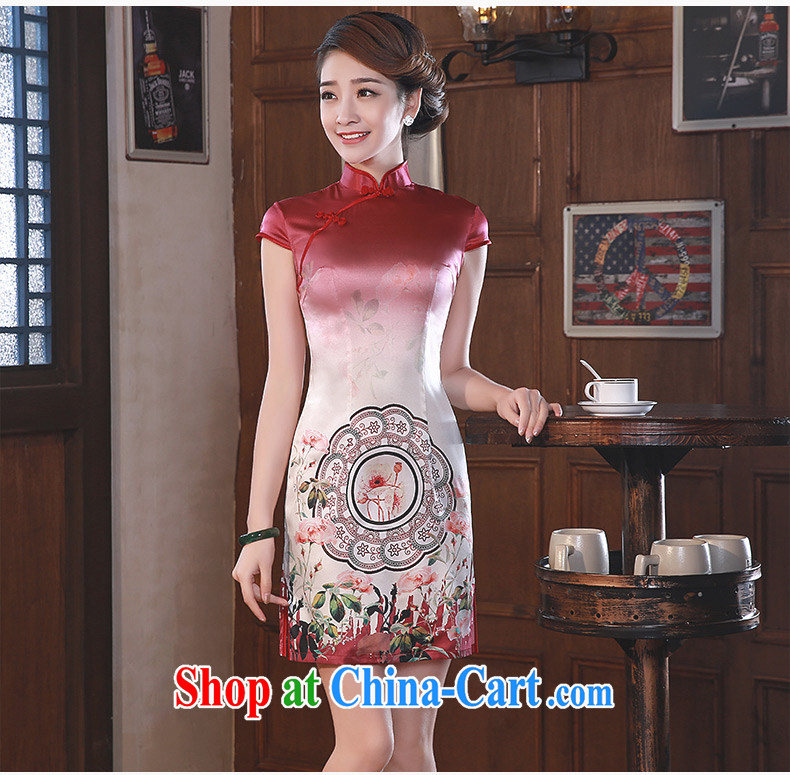2015 summer new stylish improved sauna silk heavy Silk Cheongsam dress dresses Q 1052 Green S pictures, price, brand platters! Elections are good character, the national distribution, so why buy now enjoy more preferential! Health