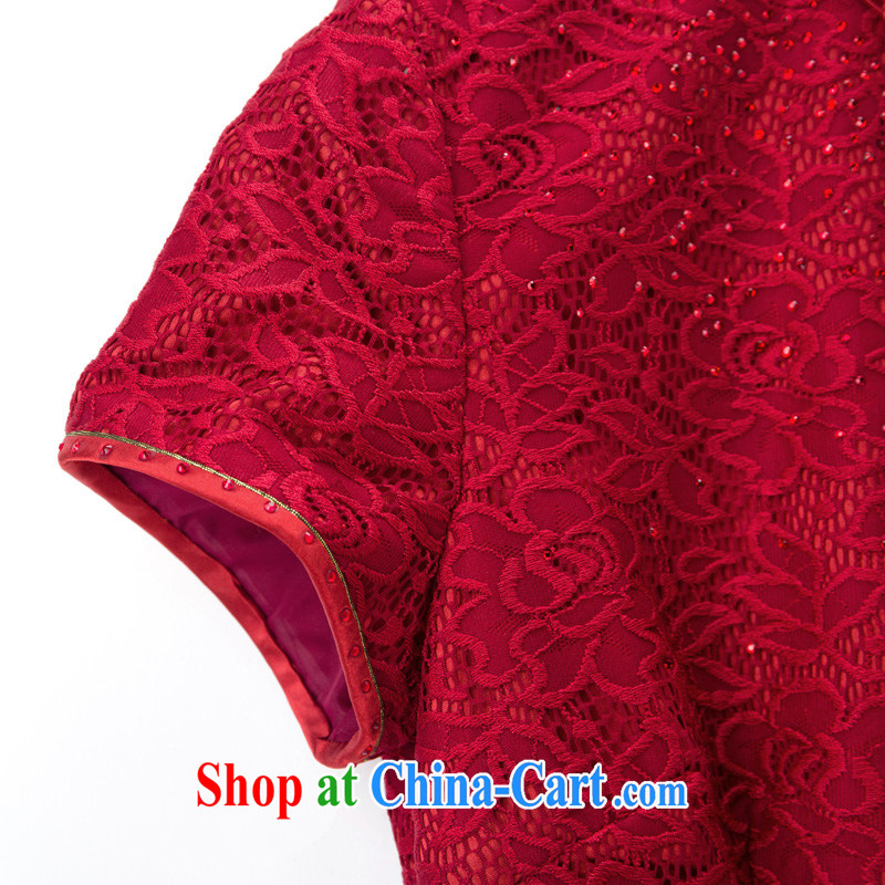 Wood is really a summer 2015 New with yarn, long cheongsam mom with 43,050 04 deep red XXL, wood really has, shopping on the Internet