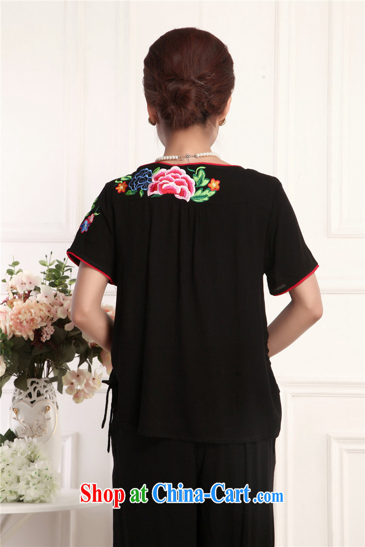 Bong-ki Paul 2015 New National wind cotton the embroidered Chinese kit, summer short-sleeved T-shirt pants mom with Chinese improved, service kit Black if you want to click, please contact Customer Service pictures, price, brand platters! Elections are good character, the national distribution, so why buy now enjoy more preferential! Health