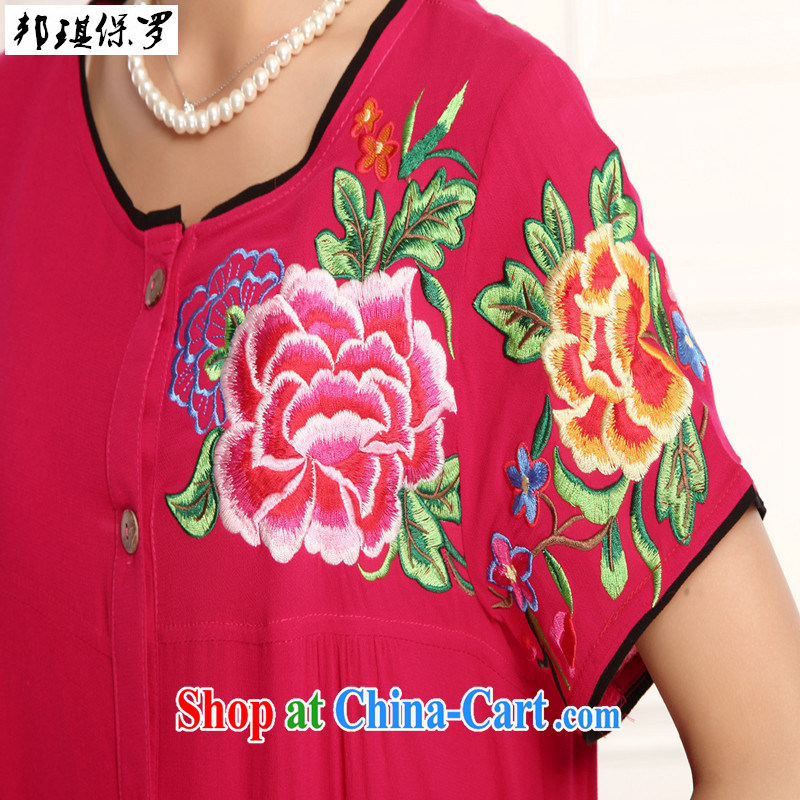 Bong-ki Paul 2015 New National wind cotton the commission embroidered Chinese package, summer short-sleeved T-shirt pants mom with Chinese improved the service package Black if you want to order, please contact customer service, Angel Paul, shopping on th
