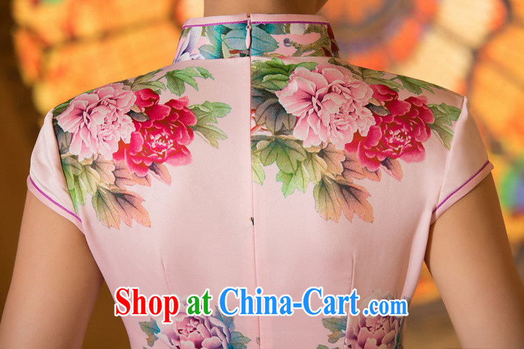Mr. Kaplan 2015 spring and summer new cheongsam Chinese style dress daily fashion improved silk short cheongsam dress PL 0640 pink XXL pictures, price, brand platters! Elections are good character, the national distribution, so why buy now enjoy more preferential! Health