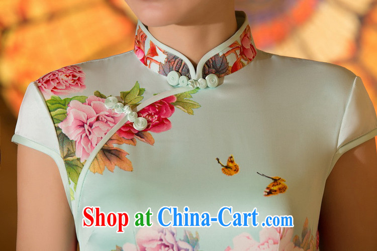 Mr. Kaplan 2015 spring and summer new cheongsam Chinese style dress daily fashion improved silk short cheongsam dress PL 0640 pink XXL pictures, price, brand platters! Elections are good character, the national distribution, so why buy now enjoy more preferential! Health