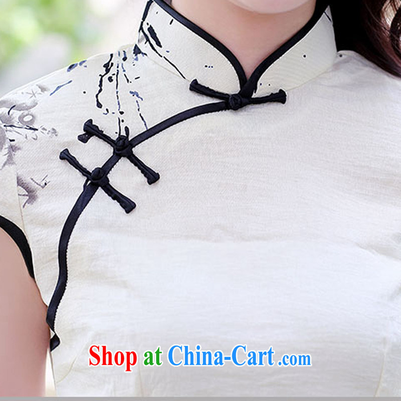 2015 new cheongsam dress spring and summer Sau San cheongsam dress retro improved stylish short cotton dresses the daily female 1521 water and ink spent XXL, rain poetry, and shopping on the Internet