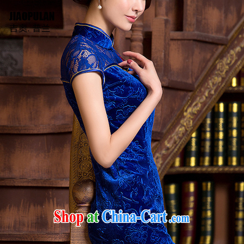 Mr. Kaplan 2015 spring and summer new female Ethnic Wind daily fashion improved dresses beauty lace short cheongsam PL 0700 BMW blue XXL, Mr. Kaplan (JIAOPULAN), and, on-line shopping