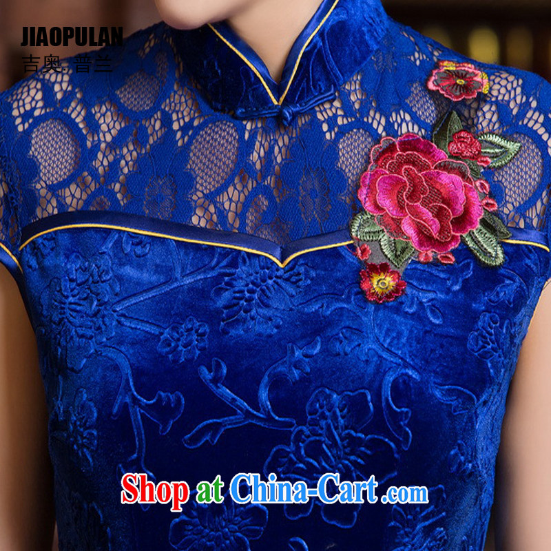 Mr. Kaplan 2015 spring and summer new female Ethnic Wind daily fashion improved dresses beauty lace short cheongsam PL 0700 BMW blue XXL, Mr. Kaplan (JIAOPULAN), and, on-line shopping