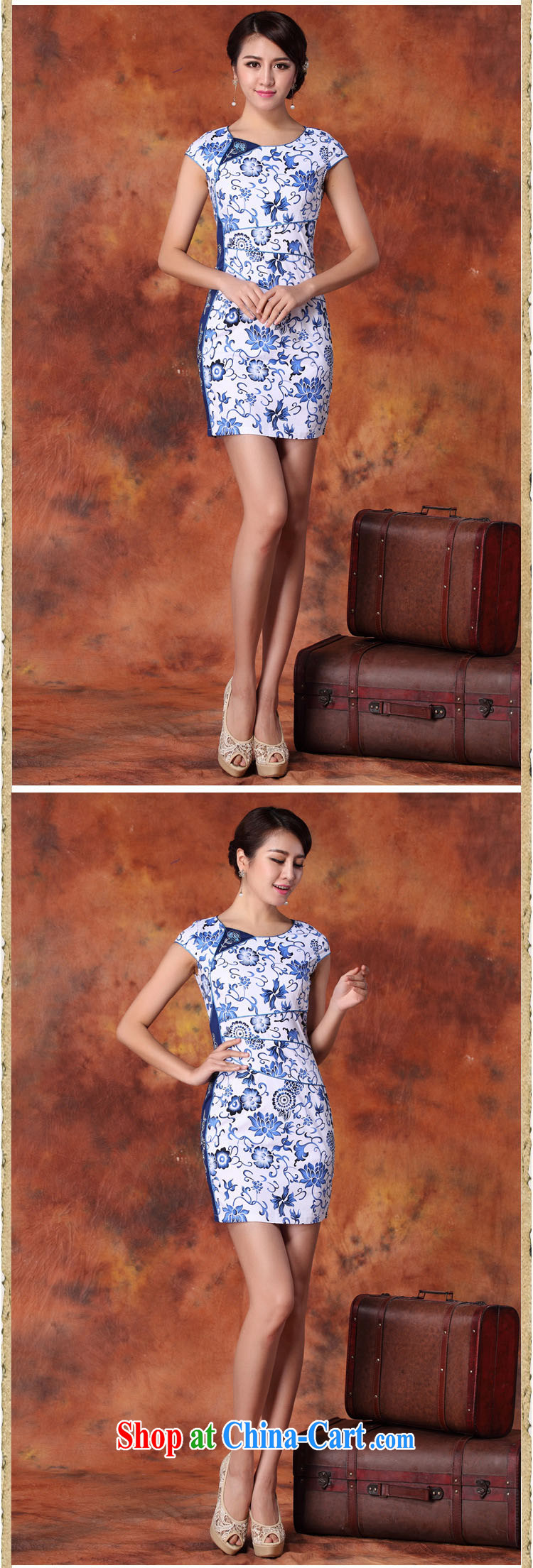 Light the cotton stamp Beauty Fashion improved cheongsam Chinese JT 1019 blue XL pictures, price, brand platters! Elections are good character, the national distribution, so why buy now enjoy more preferential! Health