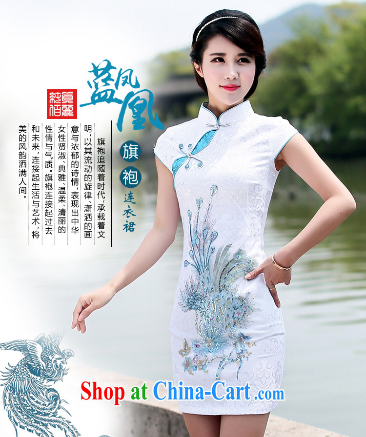 Jin Bai Lai summer new 2015 dresses improved cheongsam dress retro fashion short-sleeved beauty embroidery Chinese package and dress 4 XL pictures, price, brand platters! Elections are good character, the national distribution, so why buy now enjoy more preferential! Health