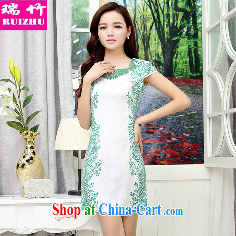 bamboo, summer 2015 new female adornments, and blue and white porcelain party collar dresses retro lady graphics thin short-sleeved further than the hotel KTV clothing Chinese M Hester Prynne, and bamboo (RUIZHU), and, on-line shopping