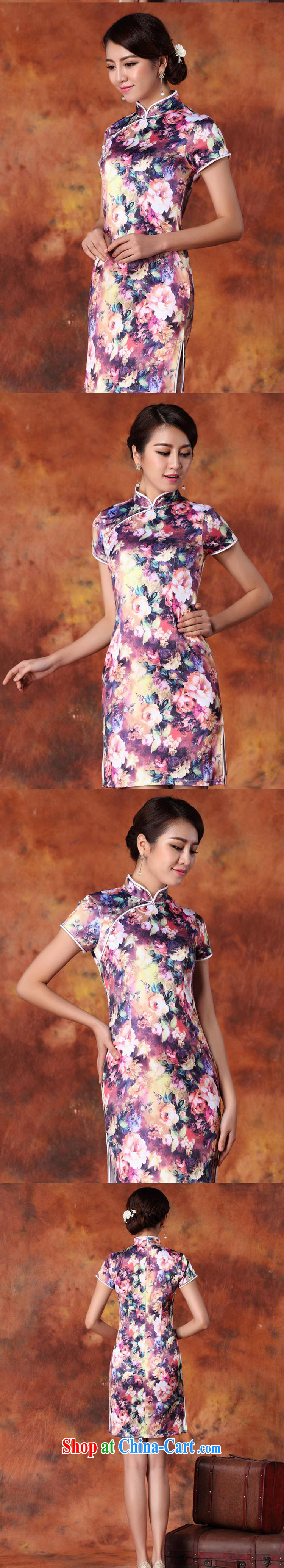 Very late summer 2015 National wind, qipao upscale retro short-sleeve cultivating cheongsam dress female JT 1013 purple XXL pictures, price, brand platters! Elections are good character, the national distribution, so why buy now enjoy more preferential! Health