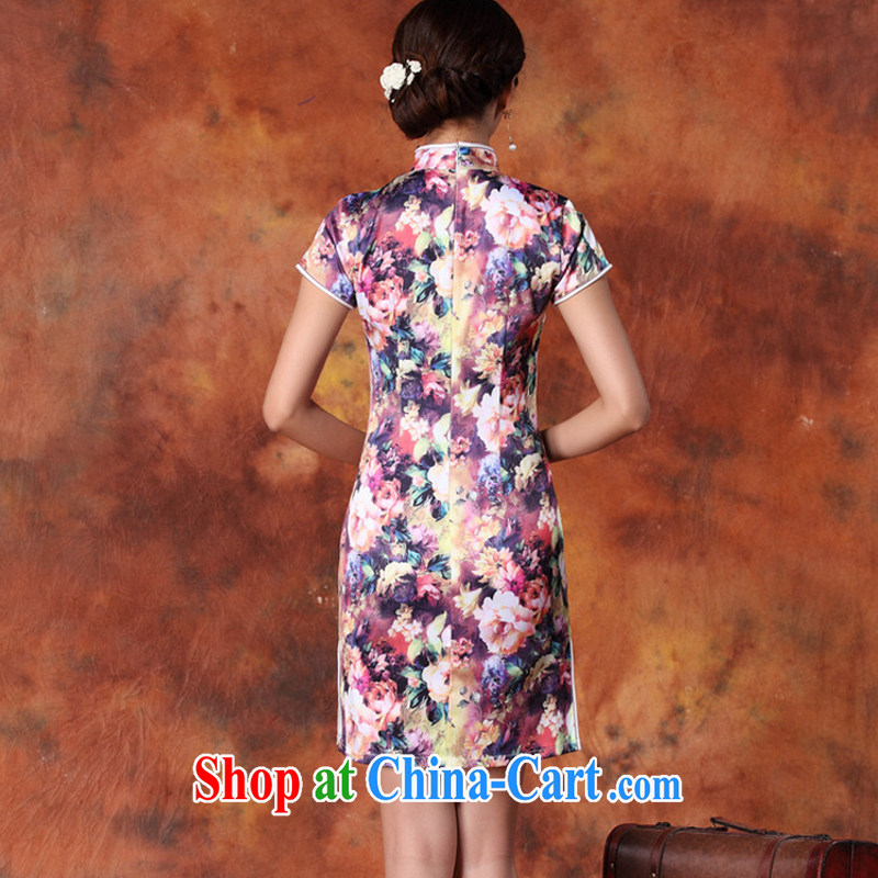 light at the 2015 summer National wind outfit, Ms. good retro short-sleeved cultivating cheongsam dress women 1013 JT XXL Purple light (at the end) QM, shopping on the Internet