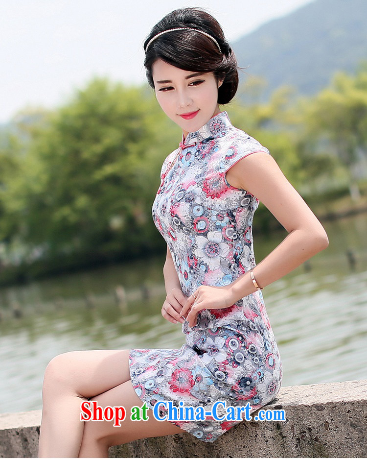 Jin Bai Lai summer lady improved cheongsam dress graphics thin beauty style dress 2015 new short-sleeved package and dresses saffron 4XL pictures, price, brand platters! Elections are good character, the national distribution, so why buy now enjoy more preferential! Health