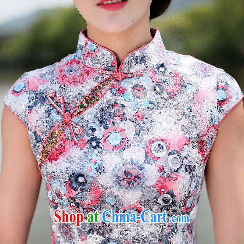 Jin Bai Lai summer lady improved cheongsam dress graphics thin beauty style dress 2015 new short-sleeved package and dresses saffron 4XL idealistically Bai Lai (C . Z . BAILEE), online shopping
