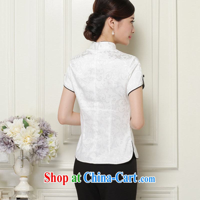 light at the Chinese Tang on T-shirt hand-tie stylish short-sleeve improved cheongsam shirt JT 1052 white XXL, light (at the end QM), and shopping on the Internet