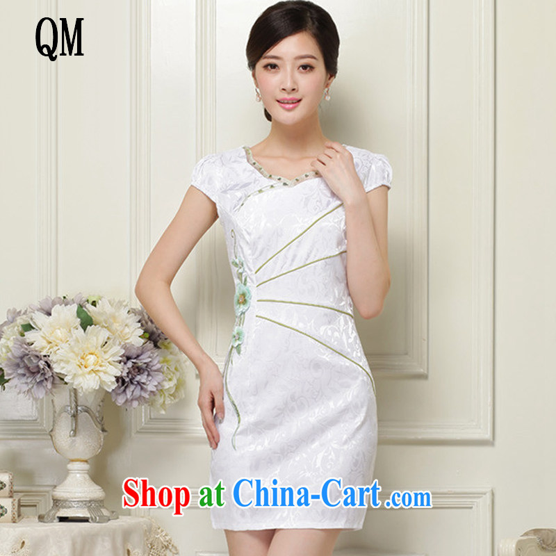 Very high end stylish stereo embroidered Leisure Short cheongsam JT 1051 green XXL