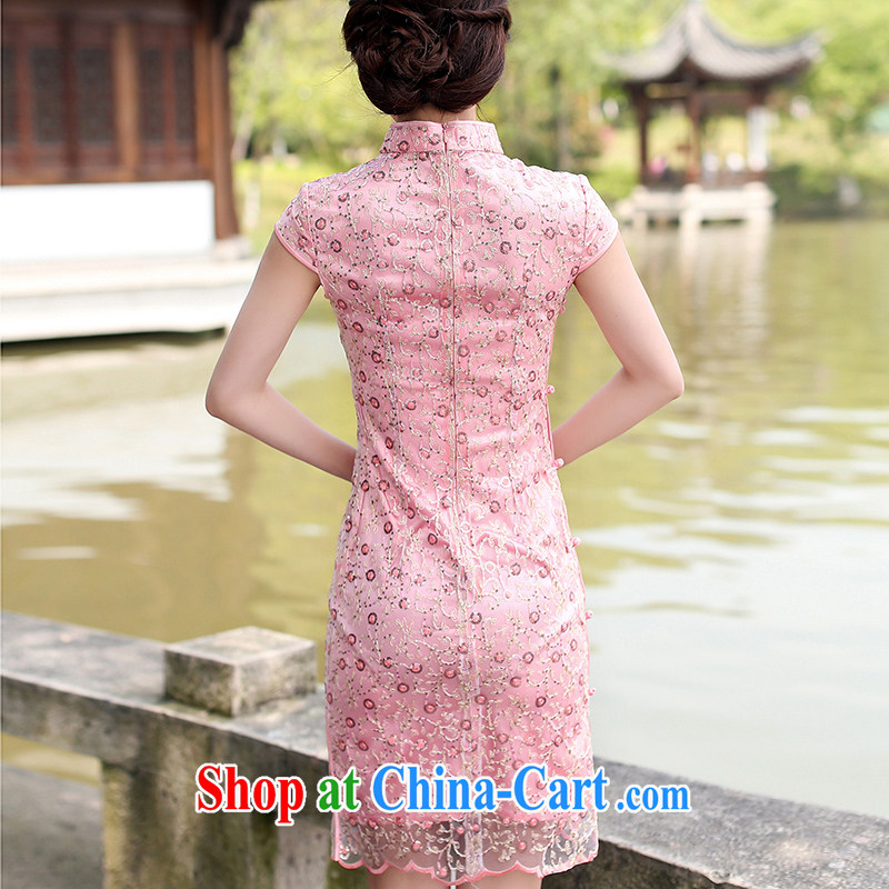 Jin Bai Lai cheongsam dress improved 2015 summer Style Fashion nets high-end wedding dress short-sleeved dress uniform toast pink 4 XL idealistically Bai Lai (C . Z . BAILEE), online shopping