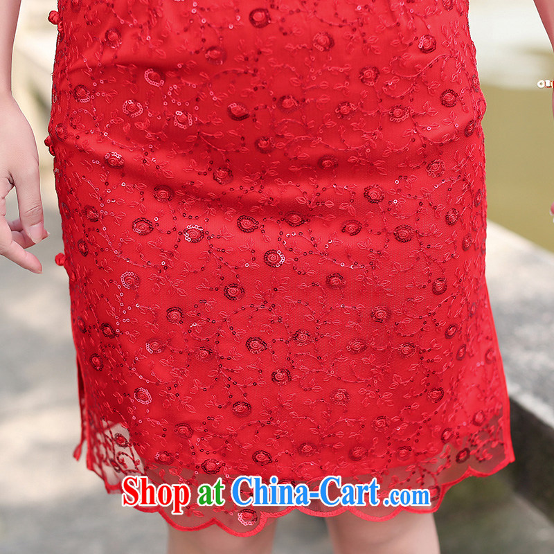 Jin Bai Lai cheongsam dress improved 2015 summer Style Fashion nets high-end wedding dress short-sleeved dress uniform toast pink 4 XL idealistically Bai Lai (C . Z . BAILEE), online shopping