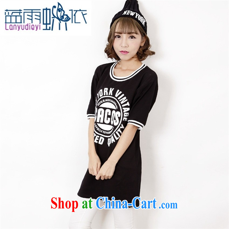 hamilton 5315 #model only 2015 spring and summer new female Korean loose video thin three-dimensional letters stamp T shirts are black, blue rain bow, and, shopping on the Internet