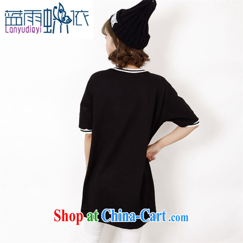hamilton 5315 #model only 2015 spring and summer new female Korean loose video thin three-dimensional letters stamp T shirts are black, blue rain bow, and, shopping on the Internet