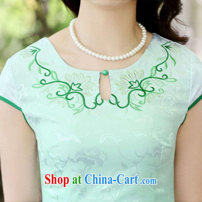 The Scent of Summer 2015 new cheongsam dress short-sleeved beauty stamp National wind package and qipao girls blue Peony XL, Hong Kong Gore (XGN), online shopping