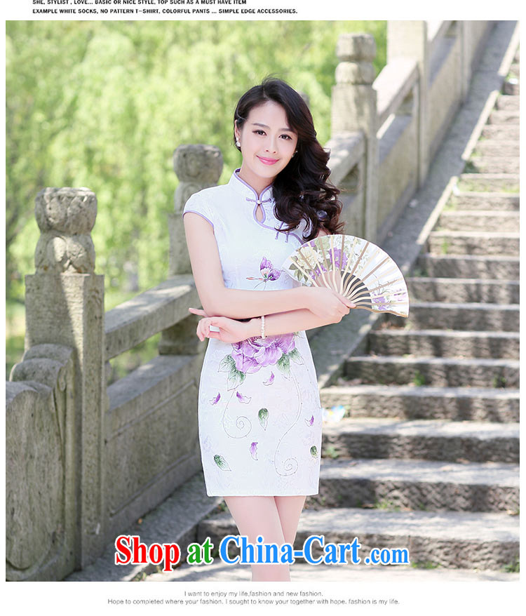 The Scent of Summer 2015 new cultivating improved Chinese, elegant cheongsam dress dresses summer blue lotus L pictures, price, brand platters! Elections are good character, the national distribution, so why buy now enjoy more preferential! Health