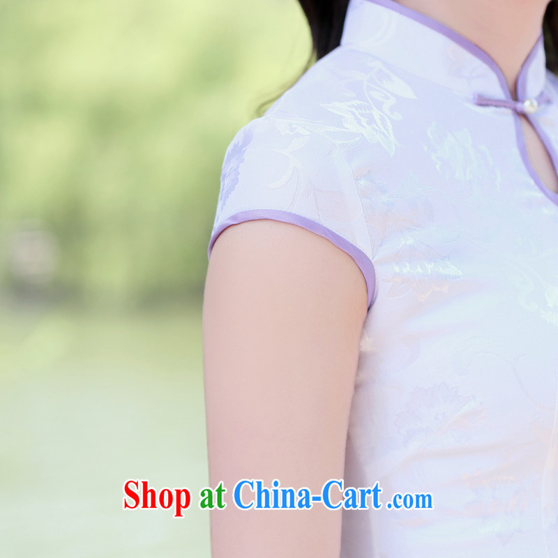 The Scent of Summer 2015 new, improved cultivating Chinese, elegant qipao skirts dresses summer blue lotus L, the Shannon Gore (XGN), shopping on the Internet