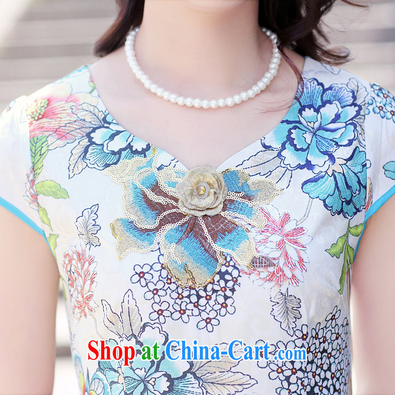 The Shannon Gore, 2015 summer new cultivating classical charm lady embroidery stamp pack and cheongsam dress green bottom take M, Hong Kong Gore (XGN), shopping on the Internet