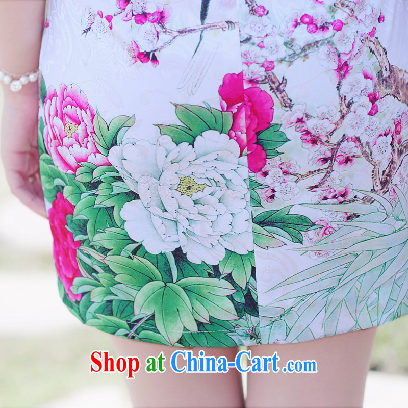 The Scent of Summer 2015 new women's clothing retro stamp Beauty Fashion cheongsam dress in summer the Peony S, the Shannon Gore (XGN), shopping on the Internet