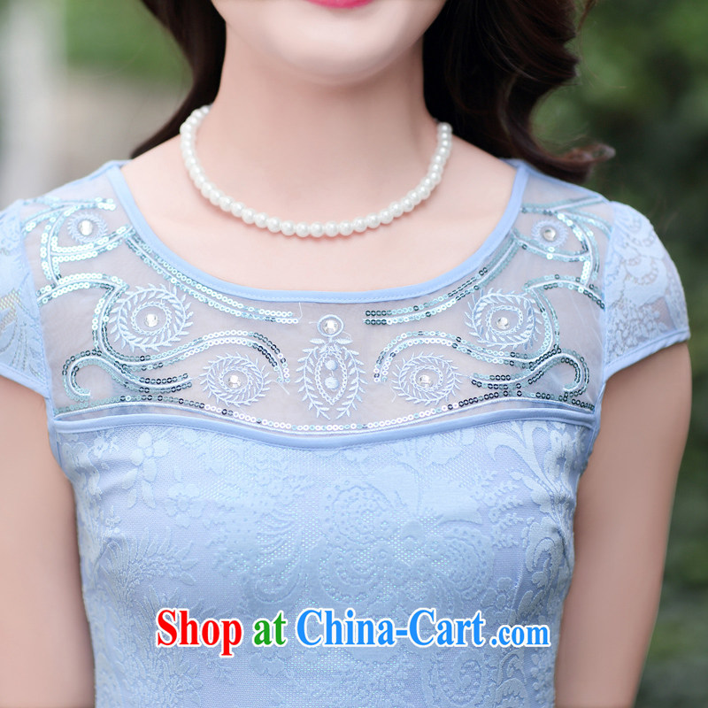 The Shannon Gore, 2015 summer new stylish improved embroidery cheongsam girl short lace cheongsam dress summer pink M, the Shannon Gore (XGN), shopping on the Internet