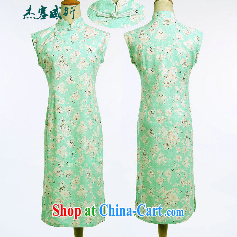 The Jessup, Mr Ronald ARCULLI, female retro stamp beauty cheongsam dress improved, manually for a field unit for the dresses sleeveless green roses XXL, Jessup, and shopping on the Internet