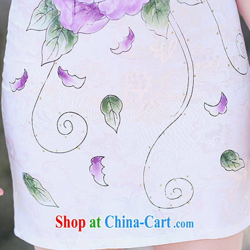 Mansfield, valley, summer 2015 new, improved cultivating Chinese, elegant qipao skirts dresses summer blue lotus L, Cayman, Lai Valley, shopping on the Internet