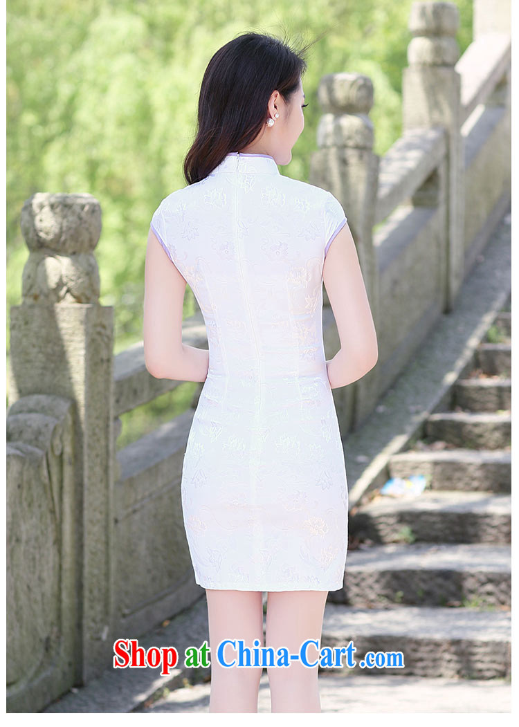 Summer 2015 new, improved cultivating Chinese, elegant qipao skirts dresses summer blue lotus L pictures, price, brand platters! Elections are good character, the national distribution, so why buy now enjoy more preferential! Health