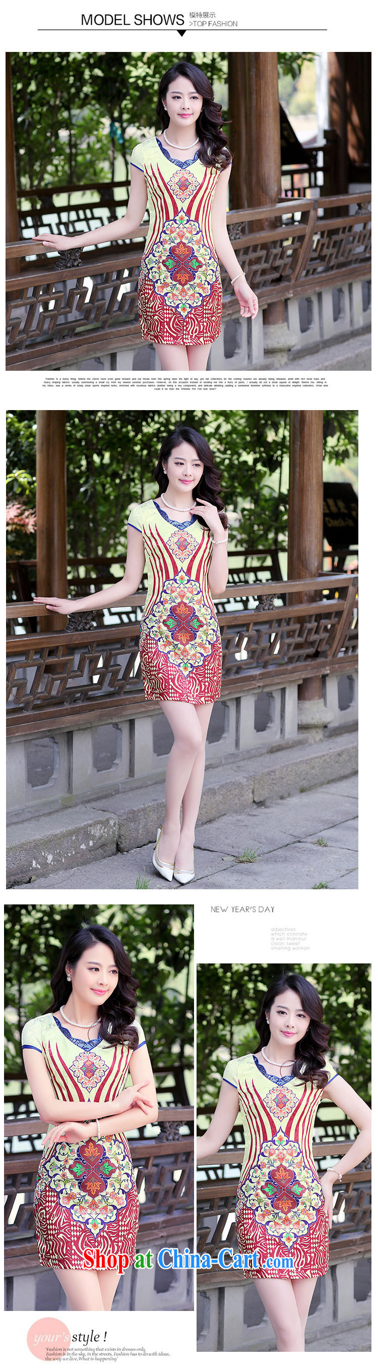 2015 summer new retro style embroidered beauty graphics thin short-sleeve cheongsam dress blue ripple XXL pictures, price, brand platters! Elections are good character, the national distribution, so why buy now enjoy more preferential! Health