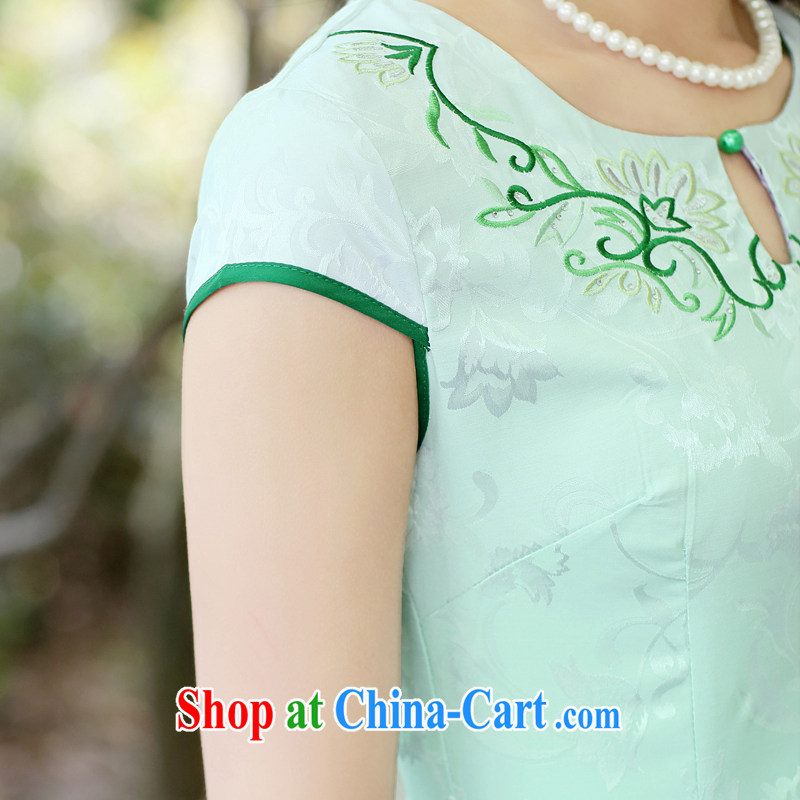 Mansfield, valley, summer 2015 new cheongsam dress short-sleeved beauty stamp National wind package and qipao girls green the Peony XL, Cayman, Lai Valley, shopping on the Internet