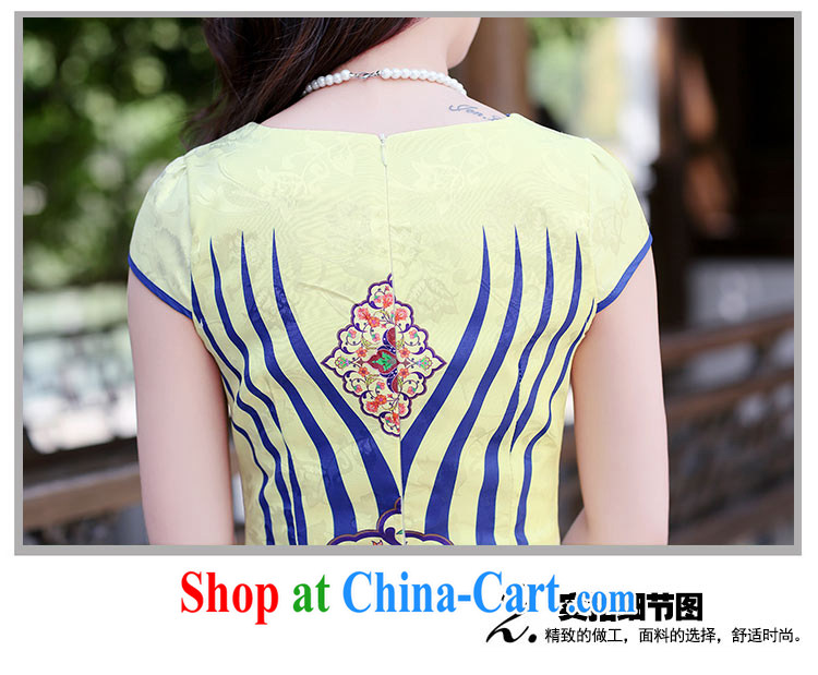 The beautiful valley 2015 summer new retro style embroidered beauty graphics thin short-sleeve cheongsam dress blue ripple XL pictures, price, brand platters! Elections are good character, the national distribution, so why buy now enjoy more preferential! Health