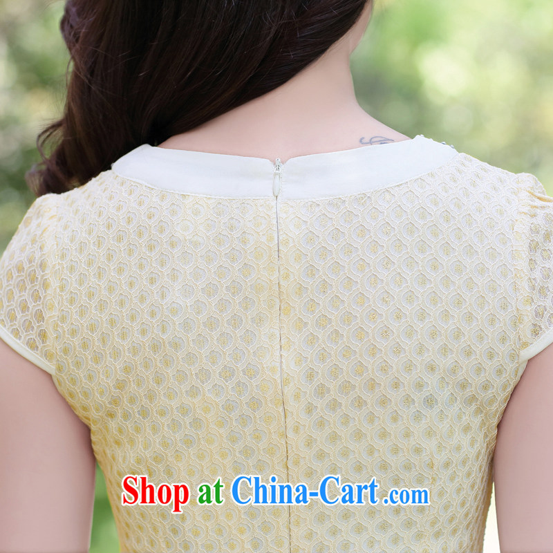 2015 women dresses new Chinese improved simple lace cheongsam dress female apricot XXL, Mr Tung Chee Hwa (Miss . Dong), shopping on the Internet