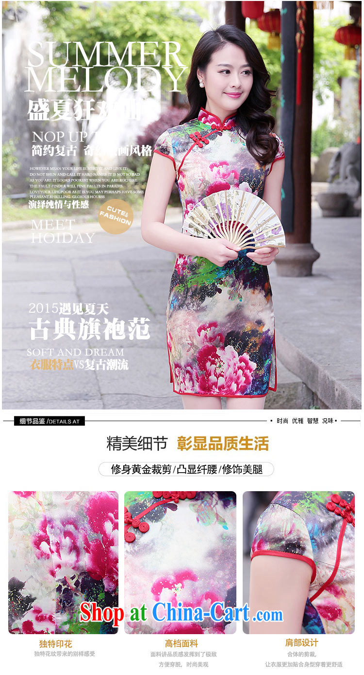 Summer 2015 new retro improved high quality sauna silk short-sleeved dresses girl dresses pink Peony L pictures, price, brand platters! Elections are good character, the national distribution, so why buy now enjoy more preferential! Health