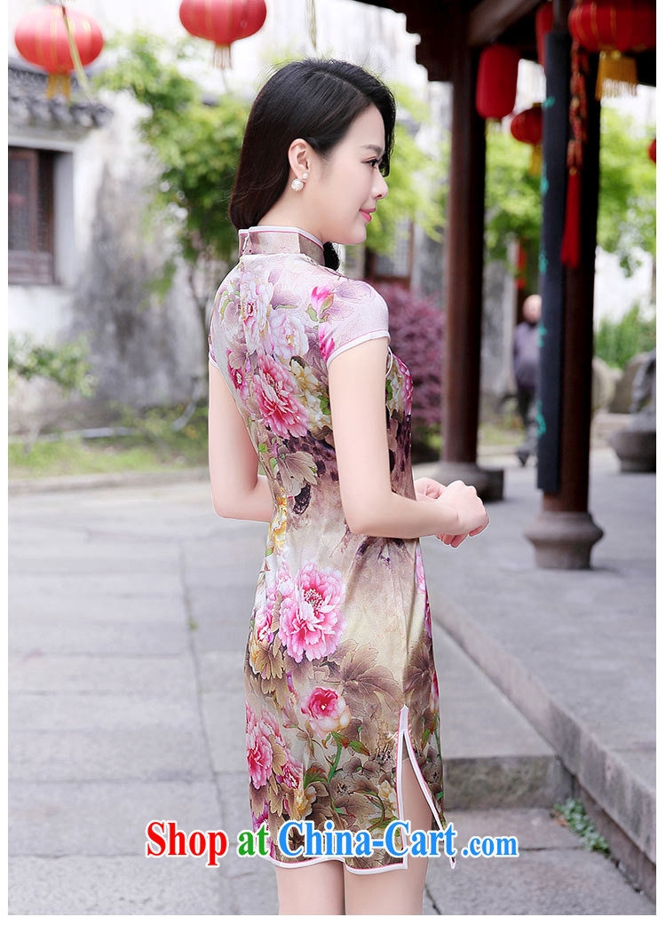 Summer 2015 new retro improved high quality sauna silk short-sleeved dresses girl dresses pink Peony L pictures, price, brand platters! Elections are good character, the national distribution, so why buy now enjoy more preferential! Health