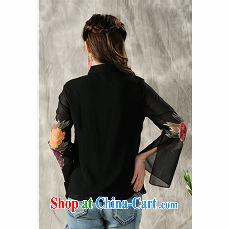 The poem, 2015 new hand-painted long-sleeved T-shirt cheongsam Chinese Spring Chinese Ethnic Wind women 7298 #white XXL, the poetry, and, shopping on the Internet