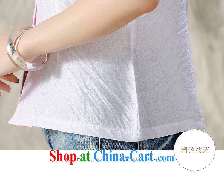 Hsichih, Alice Ethnic Wind 2015 new Peony embroidery Chinese, summer/Chinese improved short-sleeved T-shirt outfit #7299 white M pictures, price, brand platters! Elections are good character, the national distribution, so why buy now enjoy more preferential! Health