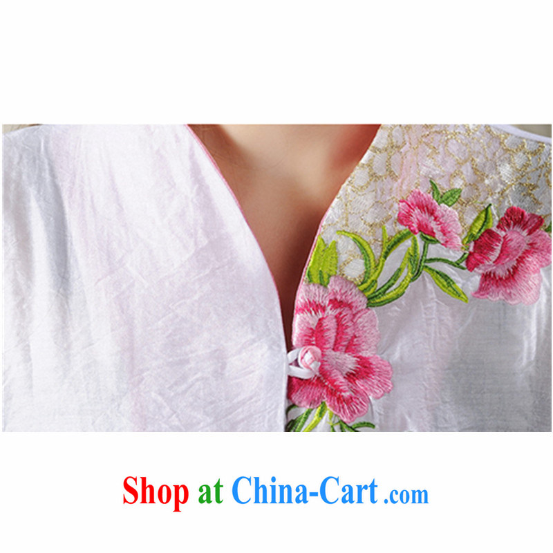 Hsichih, Alice Ethnic Wind 2015 new Peony embroidery Chinese, summer/Chinese improved short-sleeve T-shirt outfit #7299 white M, Hsichih, Alice (xiyali), online shopping