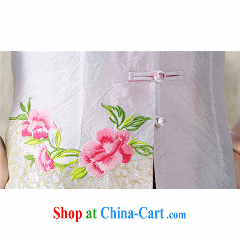Hsichih, Alice Ethnic Wind 2015 new Peony embroidery Chinese, summer/Chinese improved short-sleeve T-shirt outfit #7299 white M, Hsichih, Alice (xiyali), online shopping