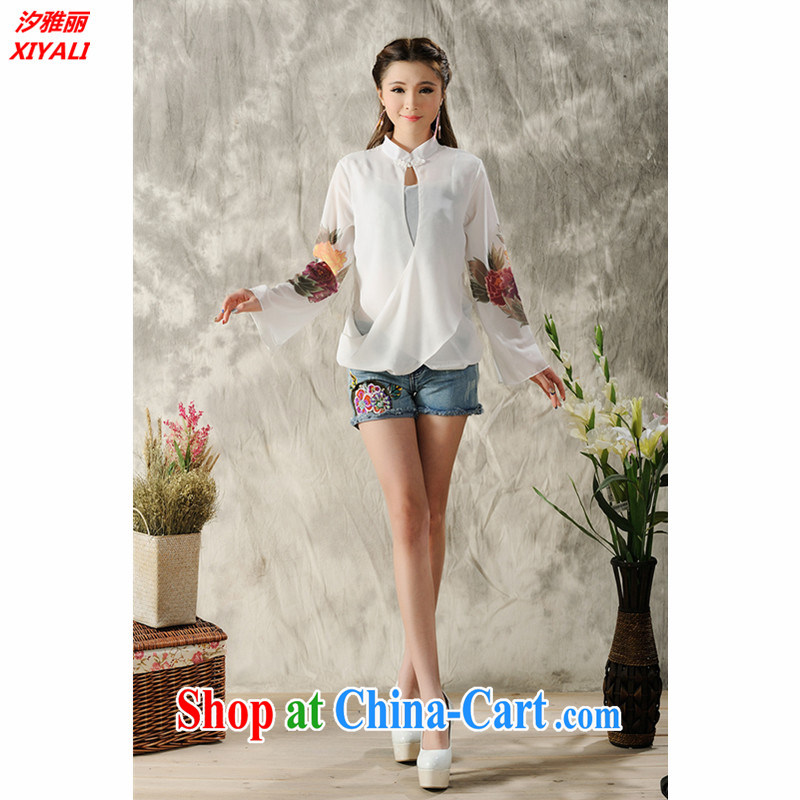 Hsichih, Alice 2015 new hand-painted long-sleeved T-shirt cheongsam Chinese Spring Chinese Ethnic Wind women 7298 #black M, Hsichih, Alice (xiyali), online shopping