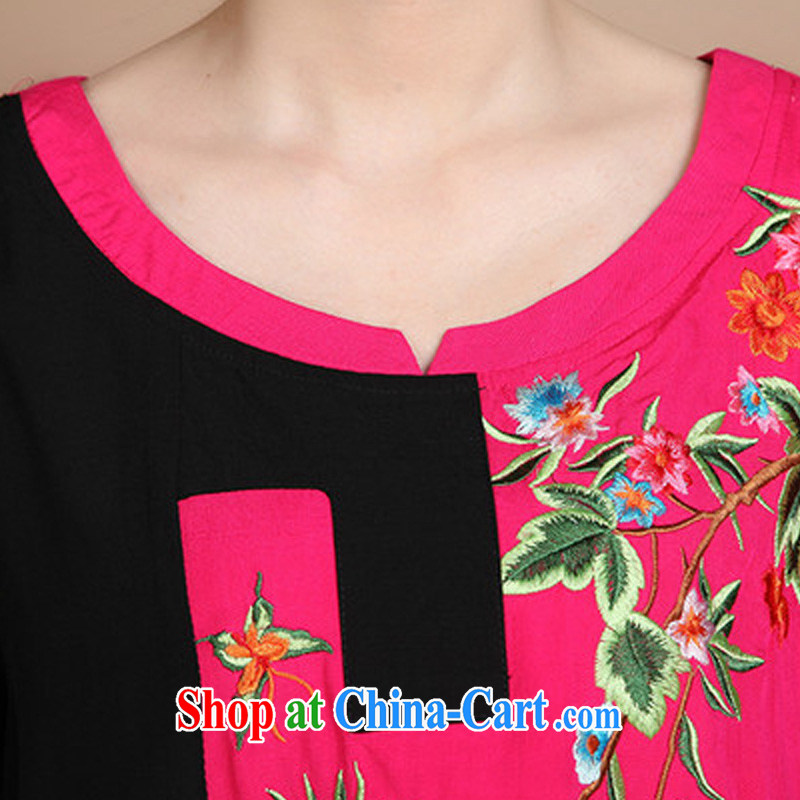 JA the 2015 summer on the new loose the code cotton embroidered Chinese elderly in T-shirt FGR - A 5356 rose red XXXL, JA, and shopping on the Internet
